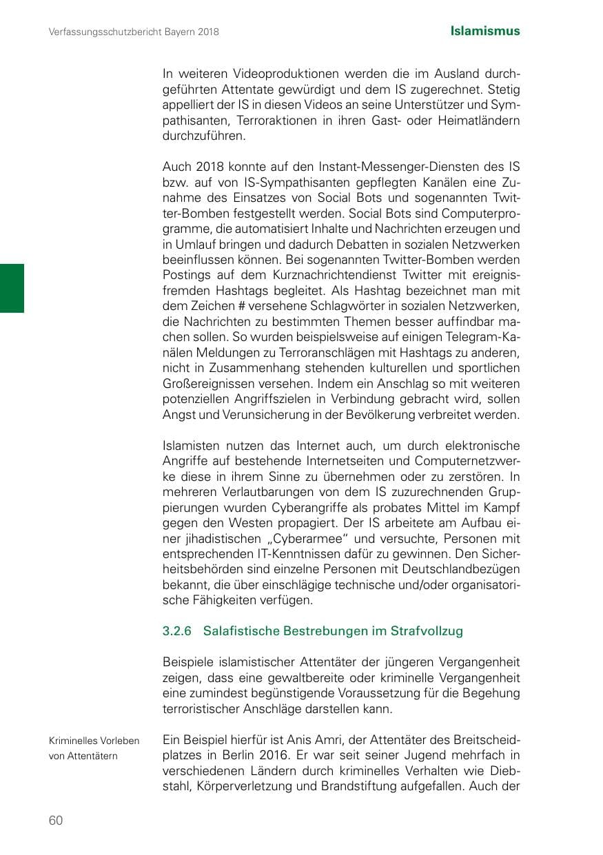 Seite 60 des Verfassungsschutzbericht 2018 Bayern