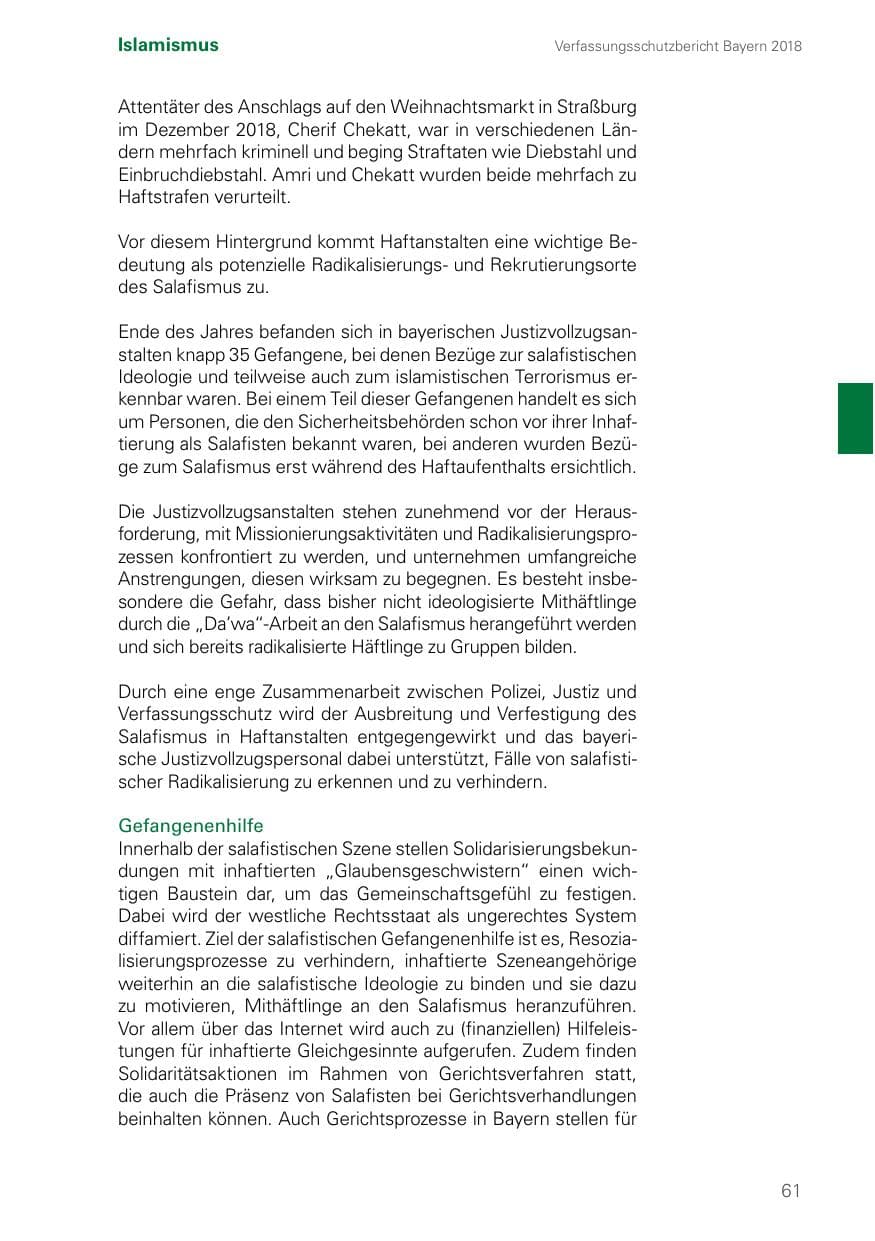Seite 61 des Verfassungsschutzbericht 2018 Bayern
