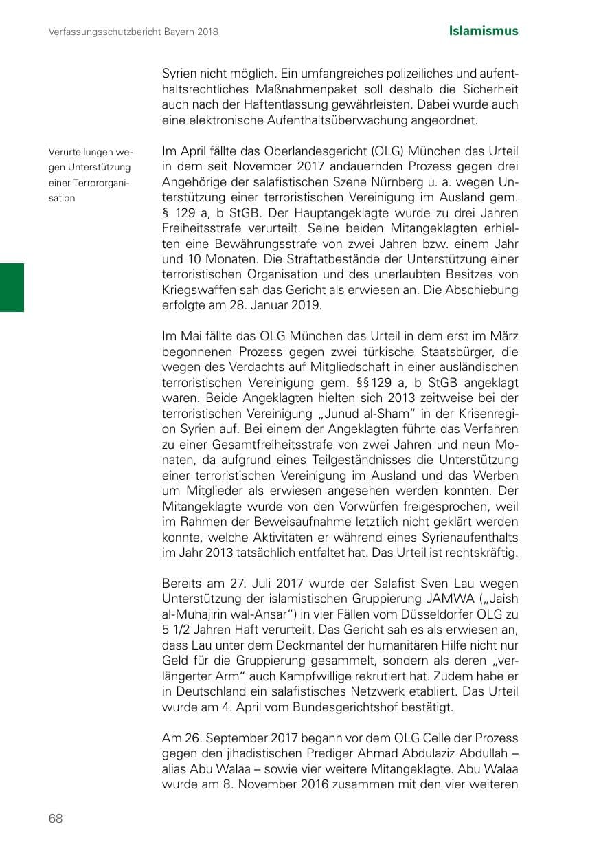Seite 68 des Verfassungsschutzbericht 2018 Bayern