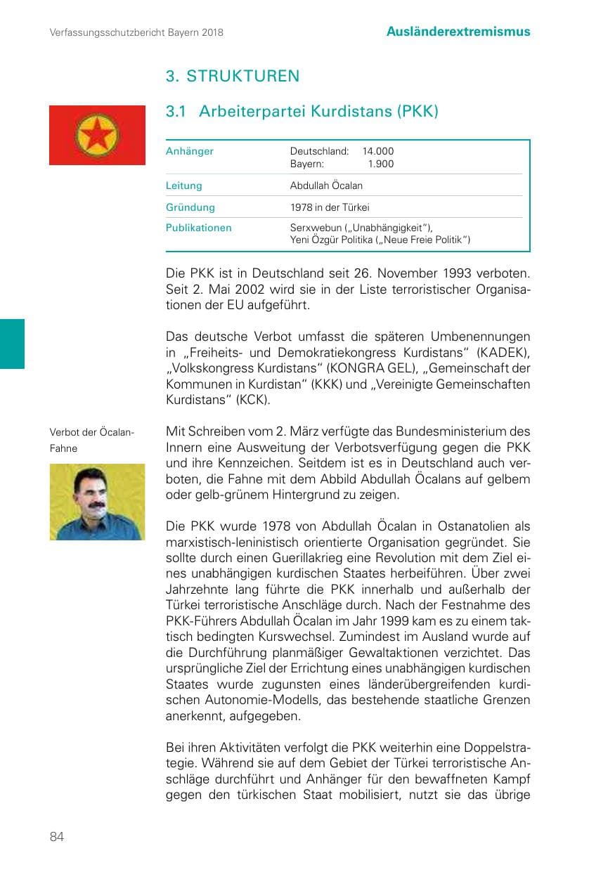 Seite 84 des Verfassungsschutzbericht 2018 Bayern