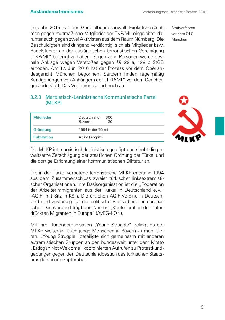 Seite 91 des Verfassungsschutzbericht 2018 Bayern