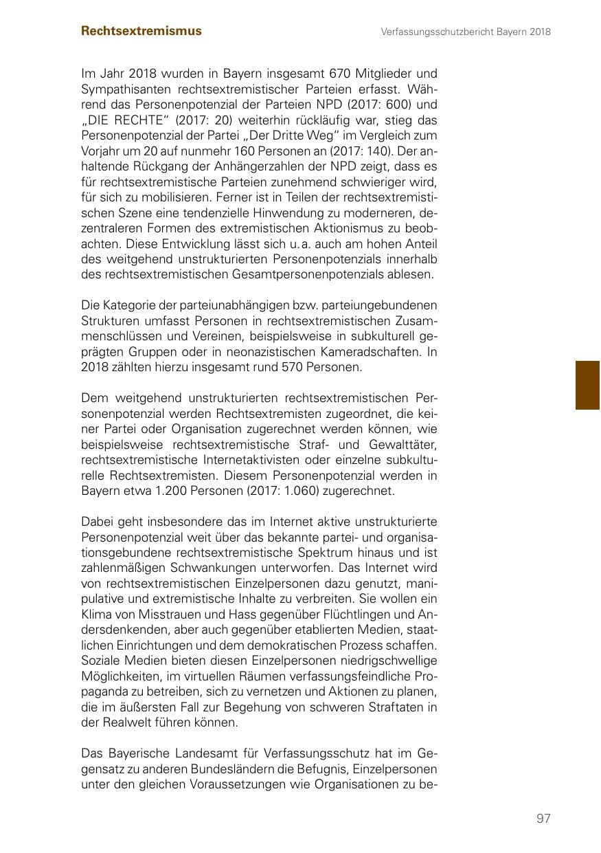 Seite 97 des Verfassungsschutzbericht 2018 Bayern
