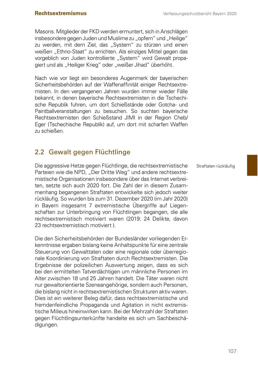 Seite 107 des Verfassungsschutzbericht 2020 Bayern