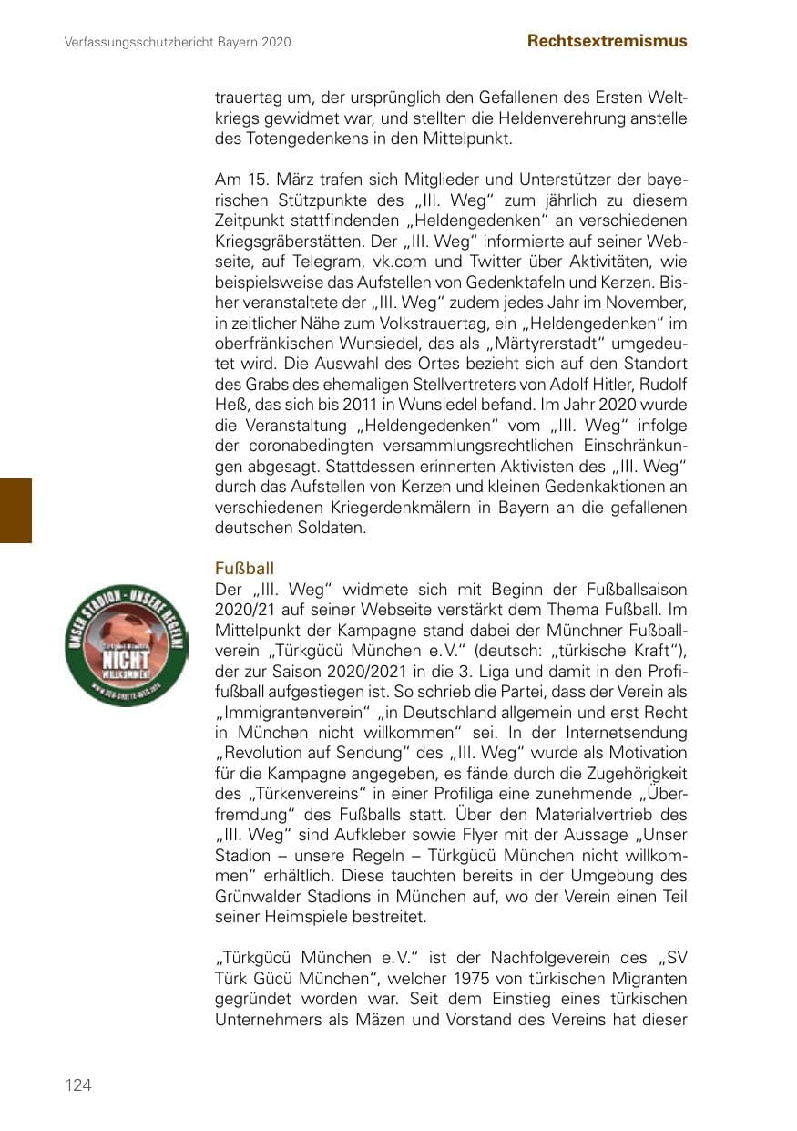 Seite 124 des Verfassungsschutzbericht 2020 Bayern