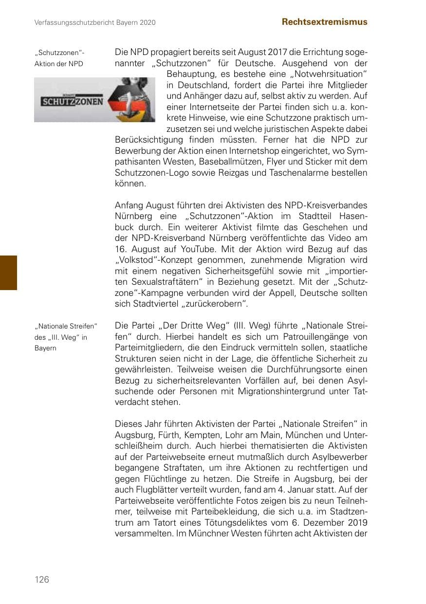 Seite 126 des Verfassungsschutzbericht 2020 Bayern