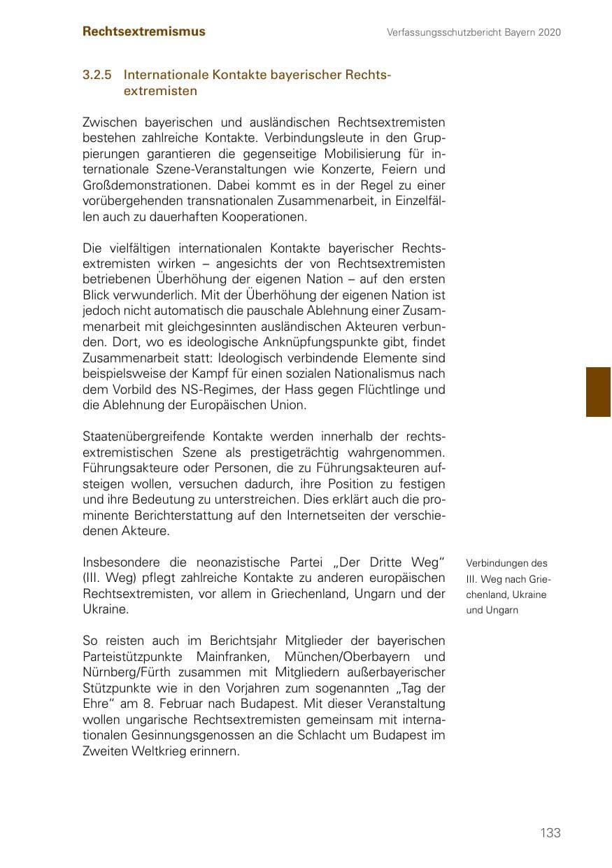 Seite 133 des Verfassungsschutzbericht 2020 Bayern