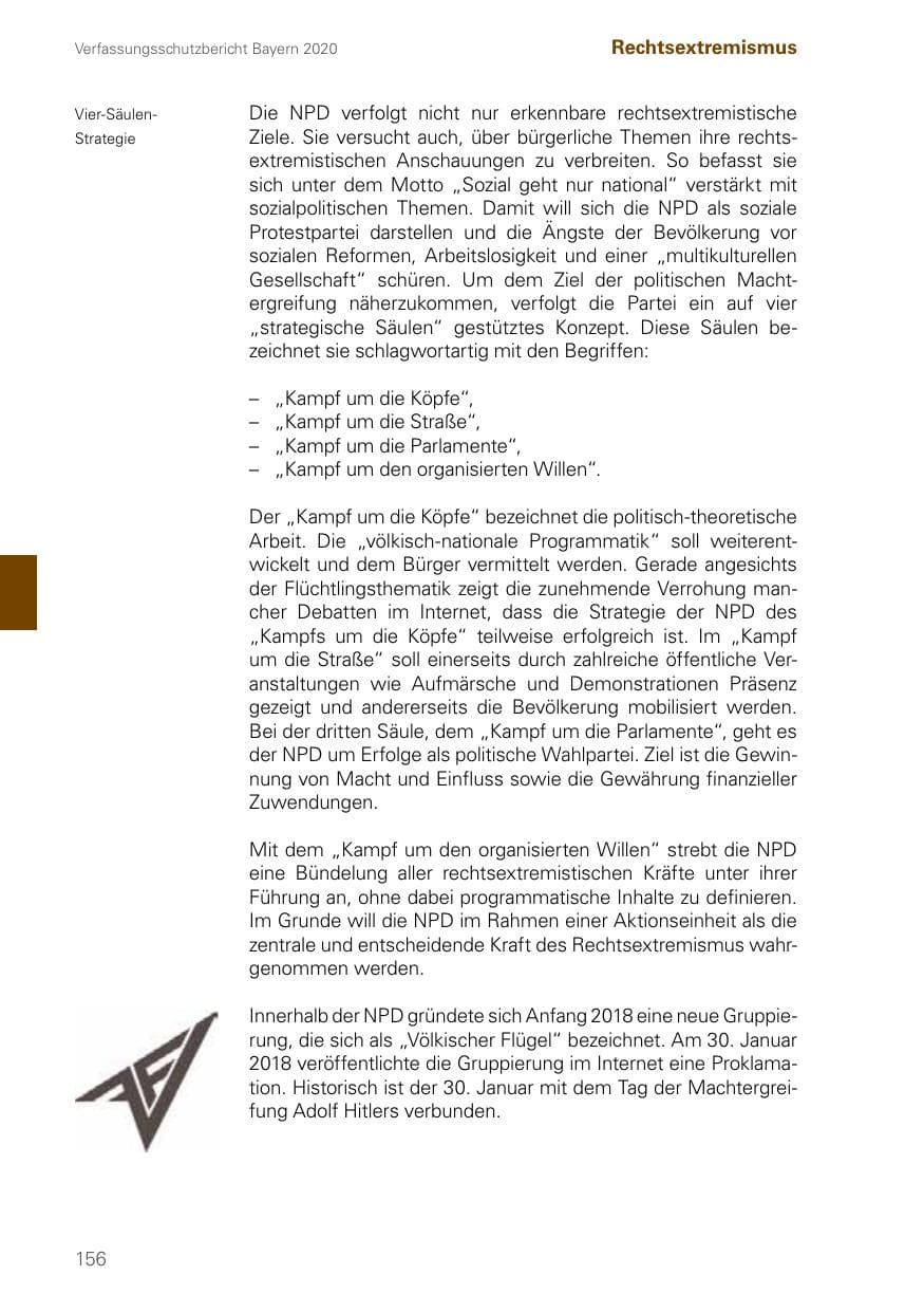 Seite 156 des Verfassungsschutzbericht 2020 Bayern
