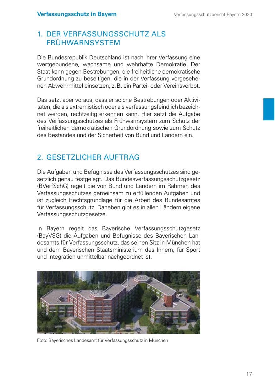 Seite 17 des Verfassungsschutzbericht 2020 Bayern