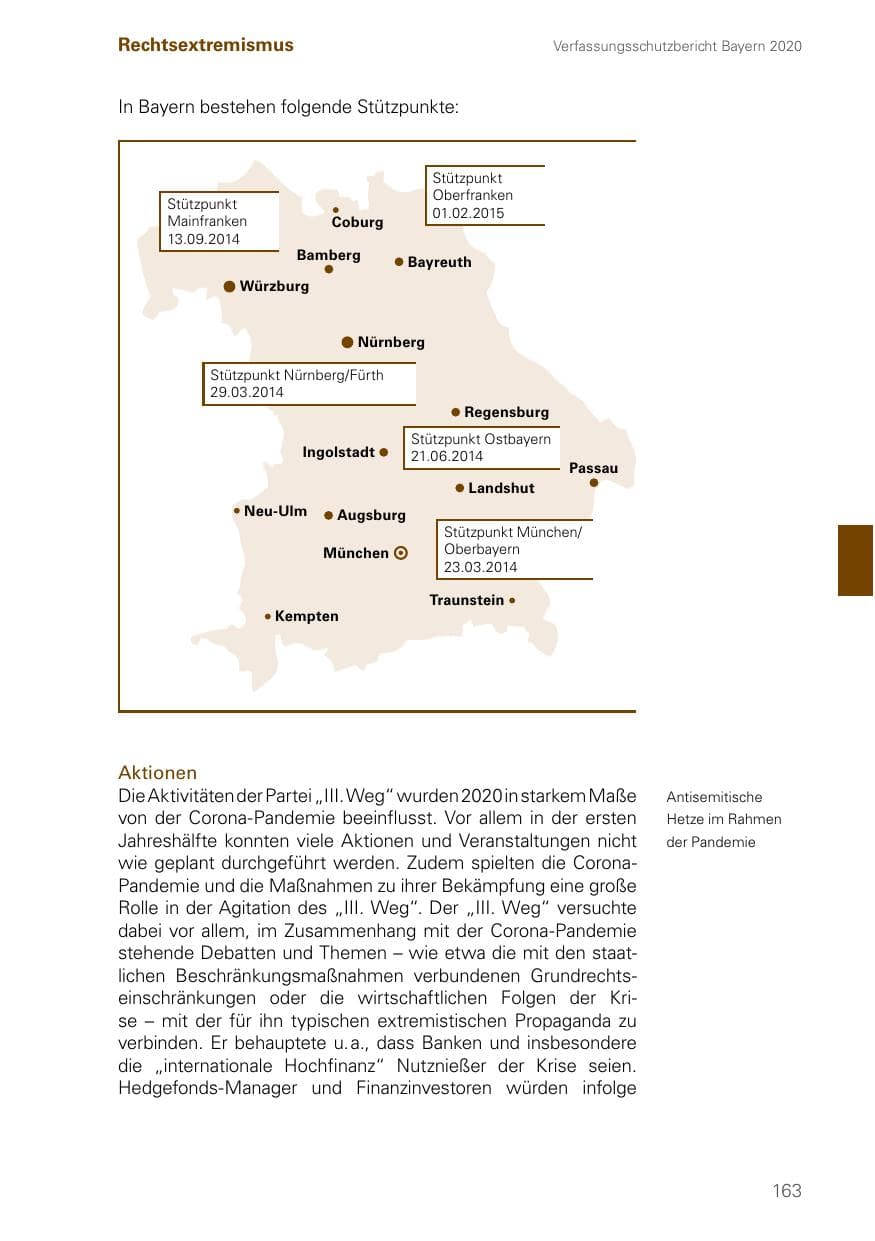 Seite 163 des Verfassungsschutzbericht 2020 Bayern