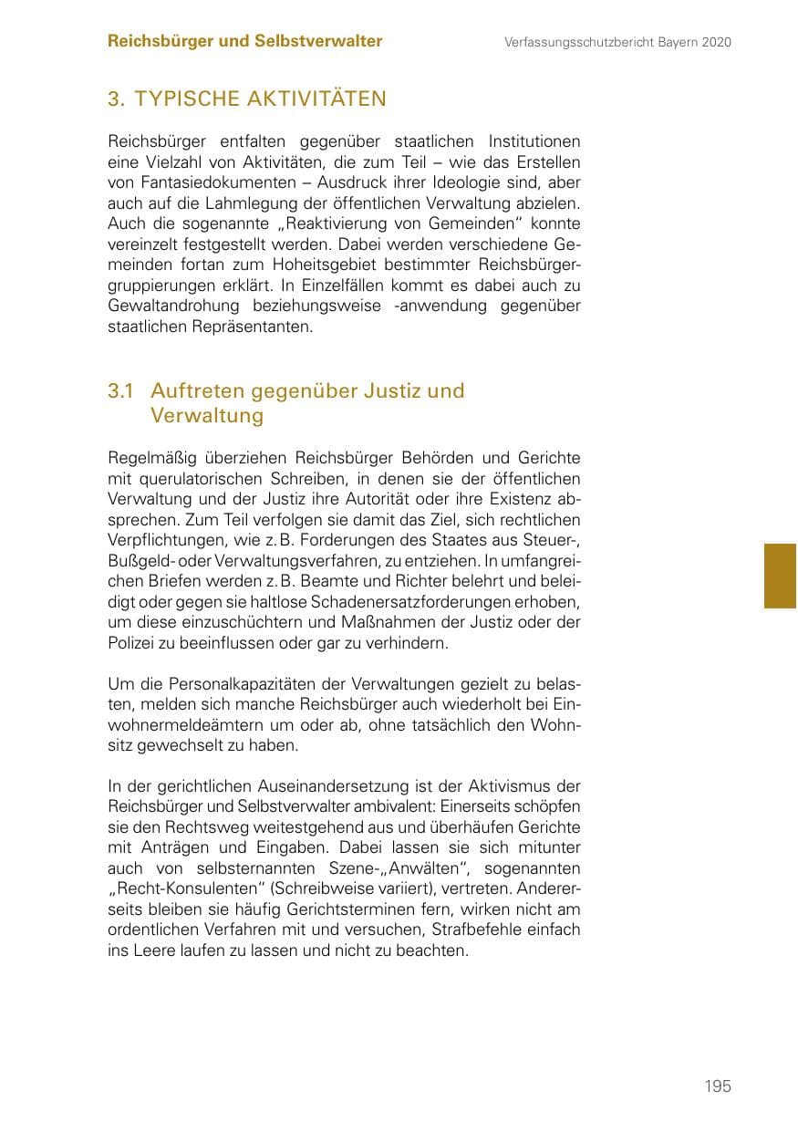 Seite 195 des Verfassungsschutzbericht 2020 Bayern
