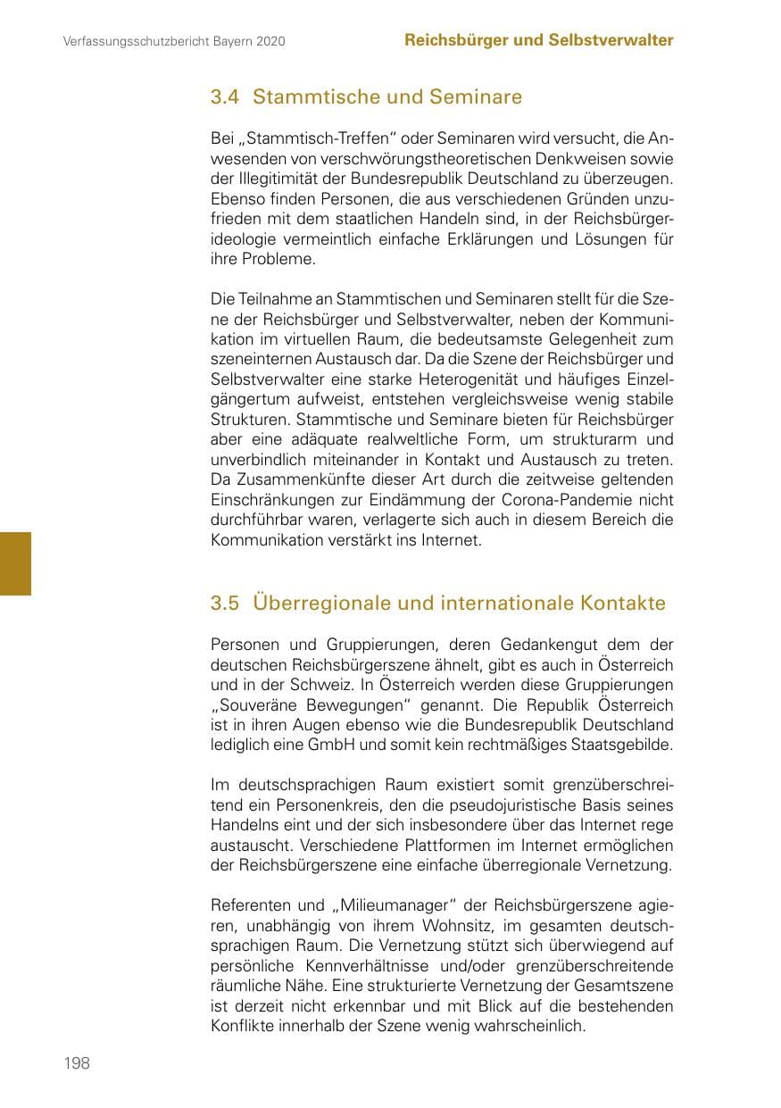Seite 198 des Verfassungsschutzbericht 2020 Bayern
