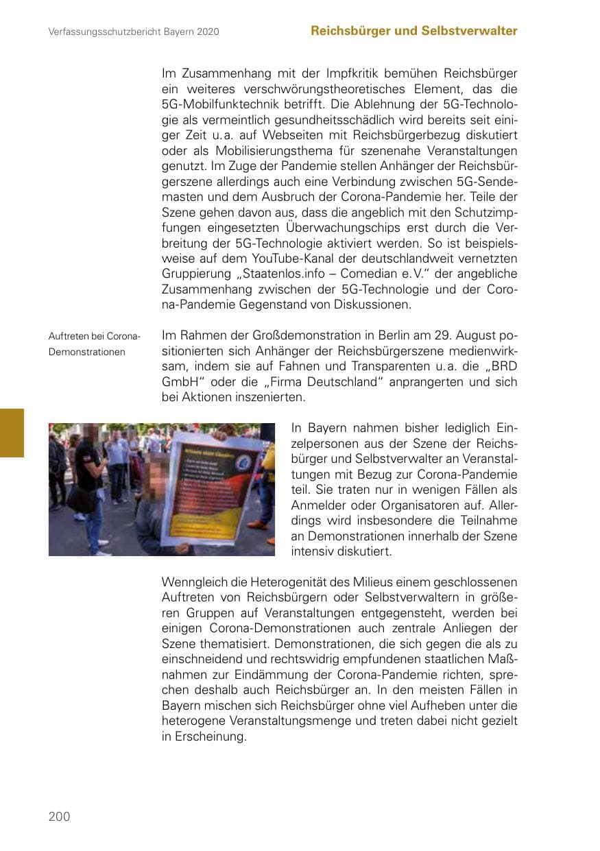 Seite 200 des Verfassungsschutzbericht 2020 Bayern
