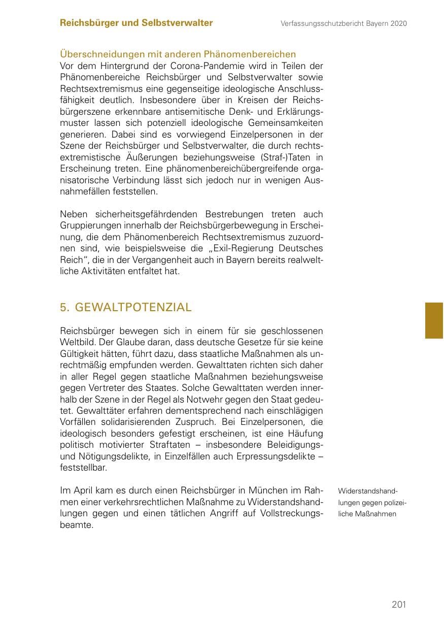 Seite 201 des Verfassungsschutzbericht 2020 Bayern