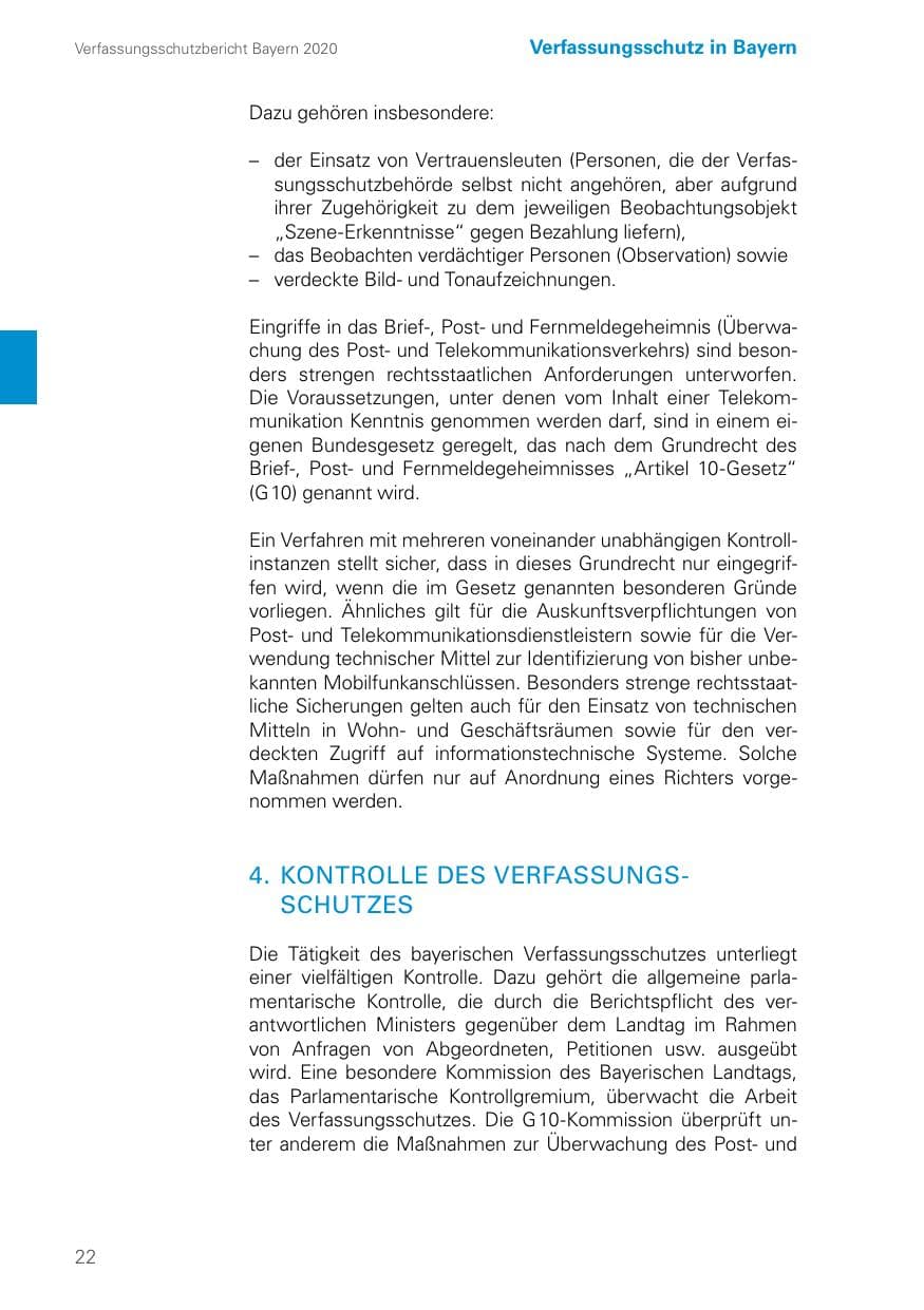 Seite 22 des Verfassungsschutzbericht 2020 Bayern