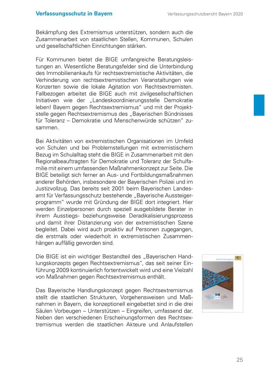 Seite 25 des Verfassungsschutzbericht 2020 Bayern