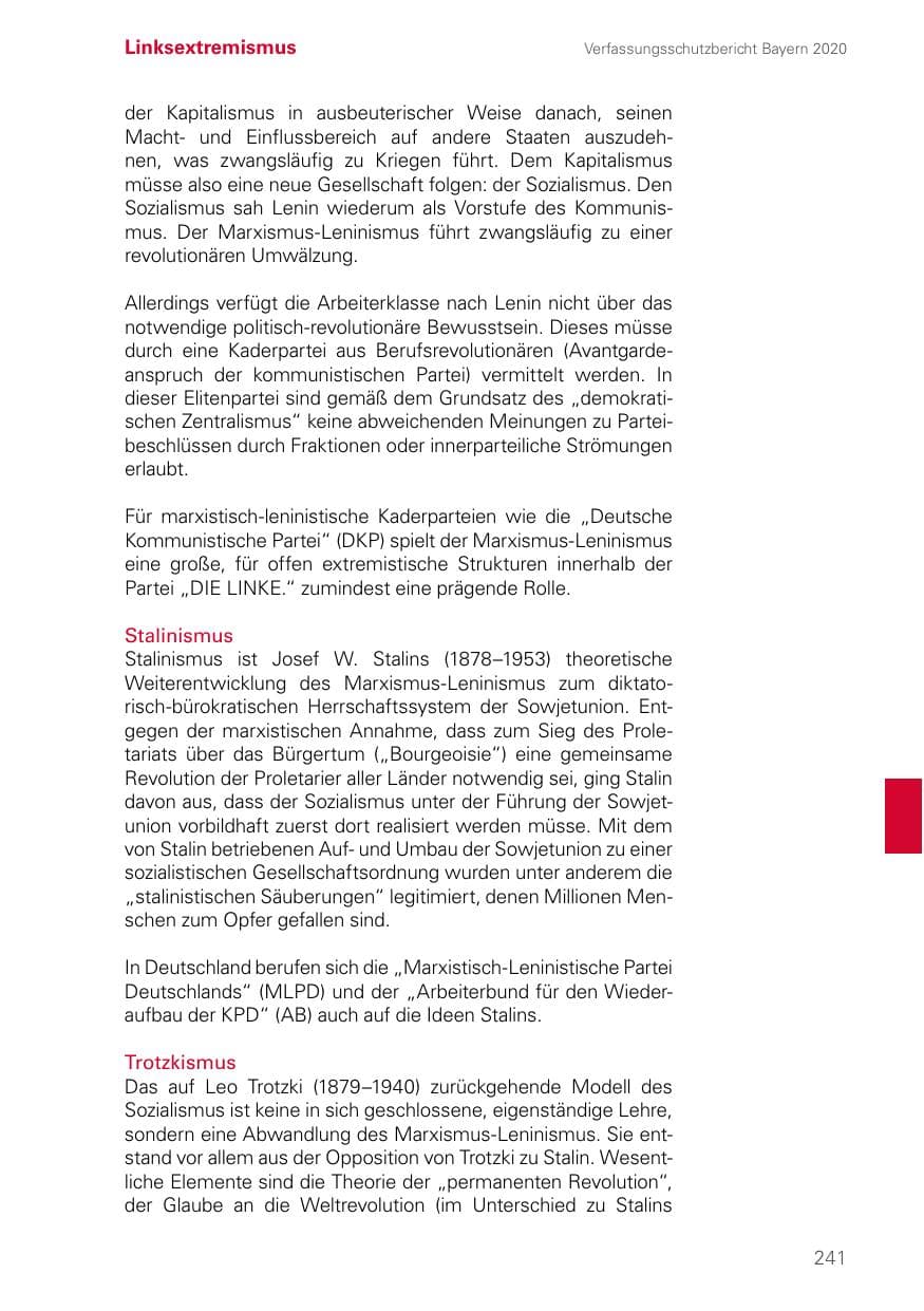 Seite 241 des Verfassungsschutzbericht 2020 Bayern
