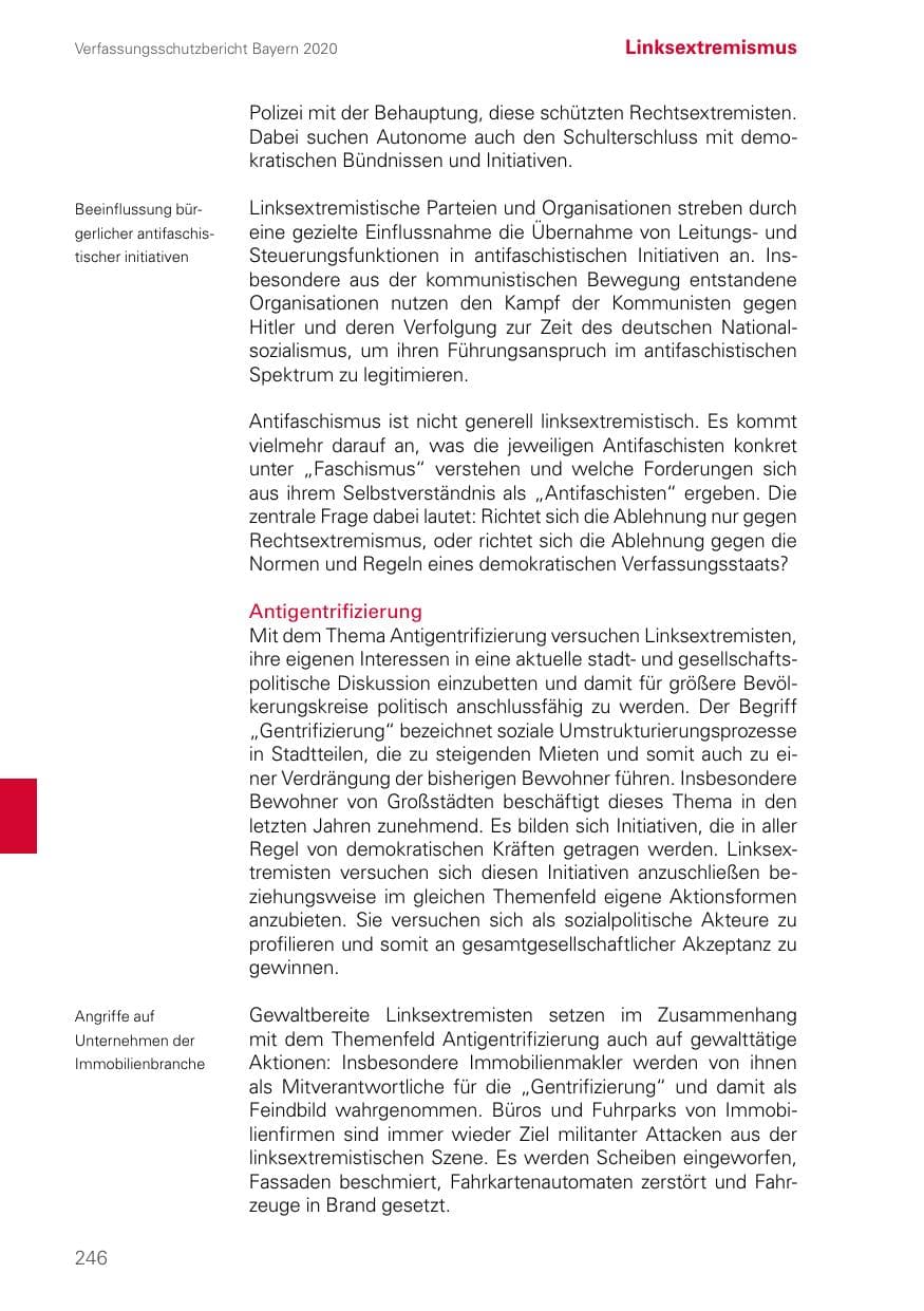 Seite 246 des Verfassungsschutzbericht 2020 Bayern