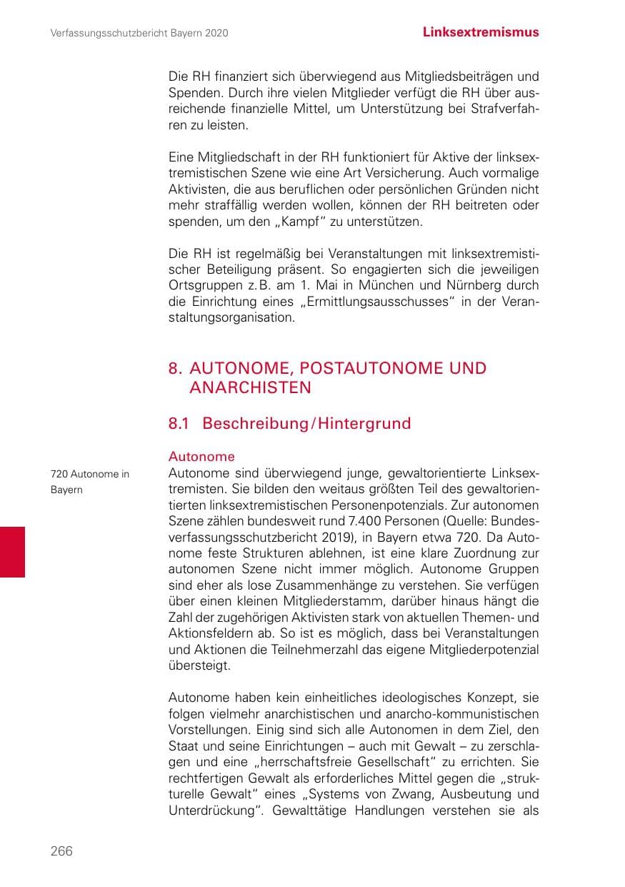 Seite 266 des Verfassungsschutzbericht 2020 Bayern