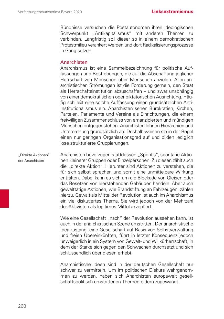 Seite 268 des Verfassungsschutzbericht 2020 Bayern