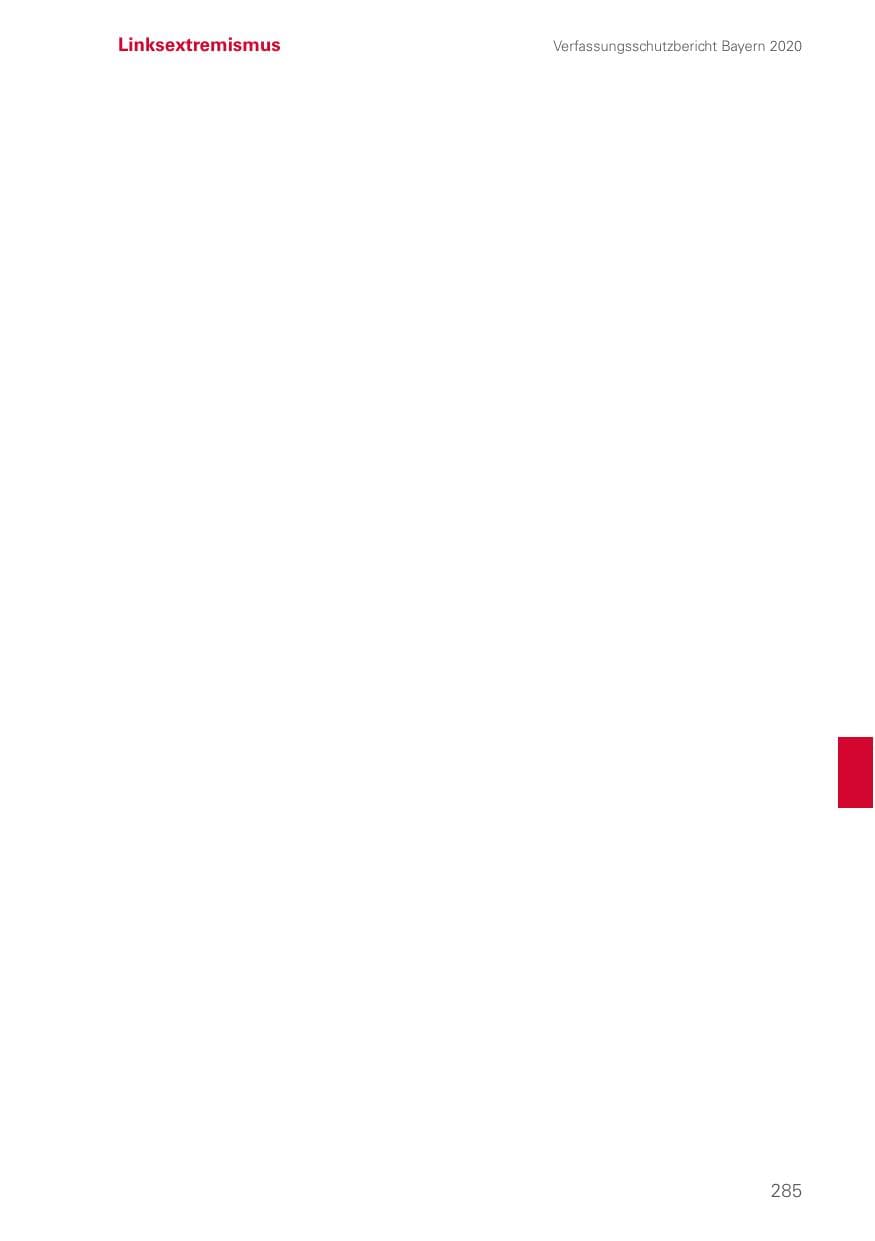 Seite 285 des Verfassungsschutzbericht 2020 Bayern