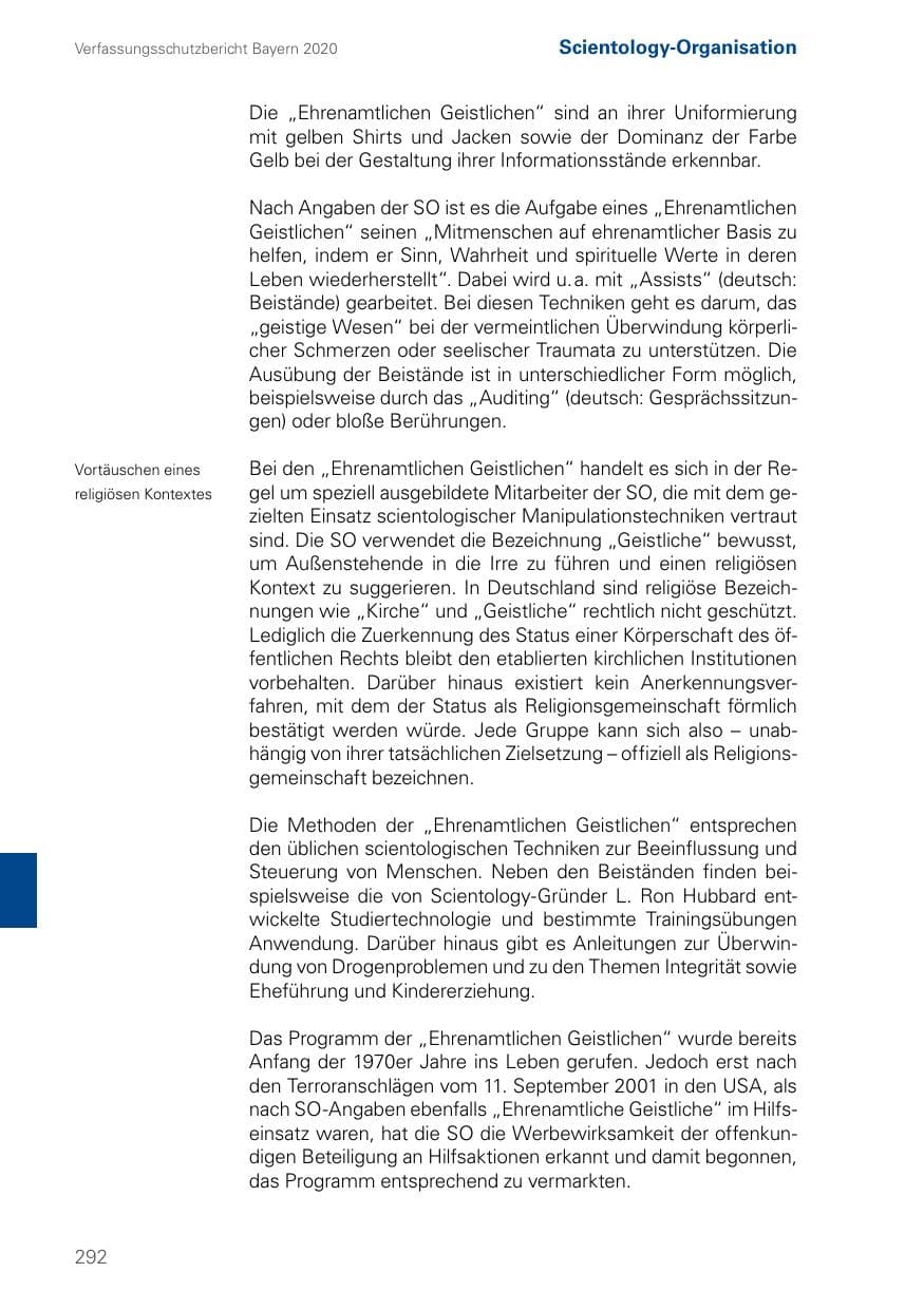 Seite 292 des Verfassungsschutzbericht 2020 Bayern