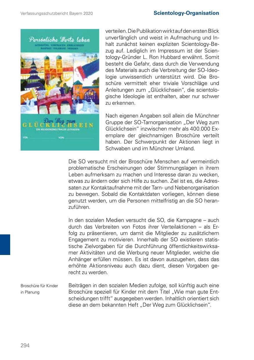Seite 294 des Verfassungsschutzbericht 2020 Bayern