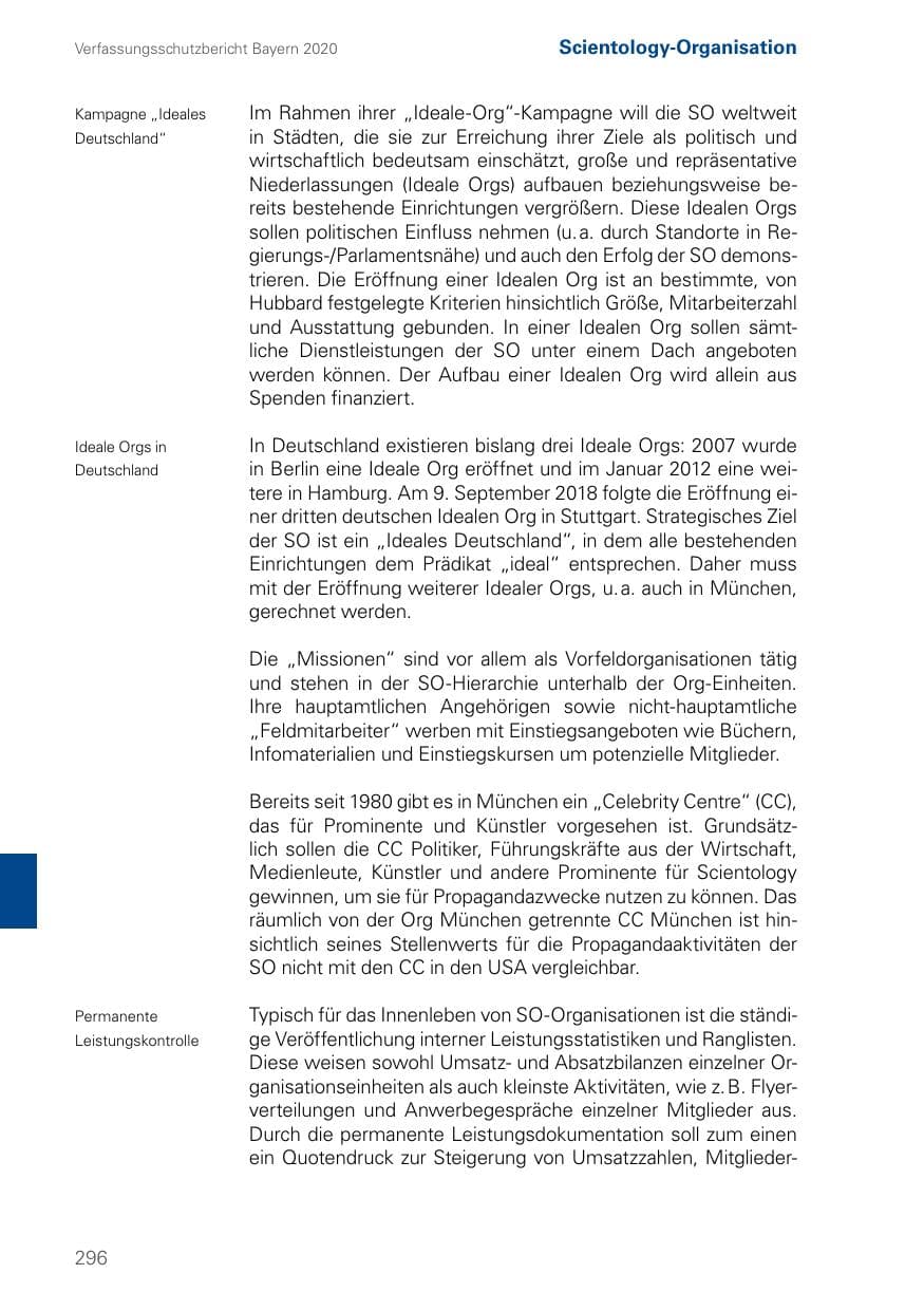 Seite 296 des Verfassungsschutzbericht 2020 Bayern