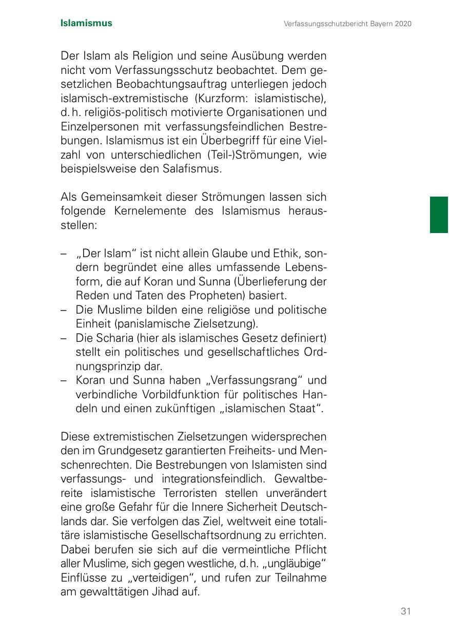 Seite 31 des Verfassungsschutzbericht 2020 Bayern