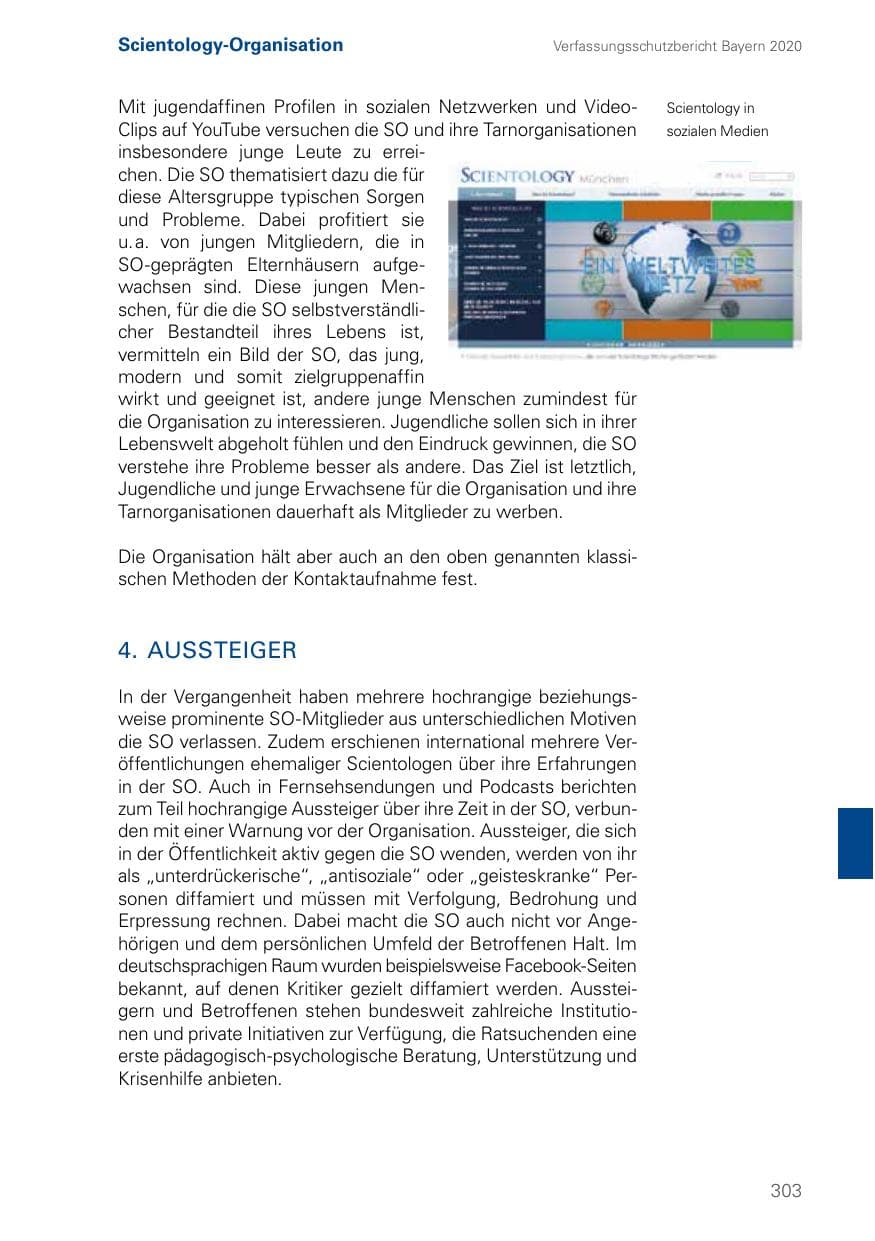 Seite 303 des Verfassungsschutzbericht 2020 Bayern