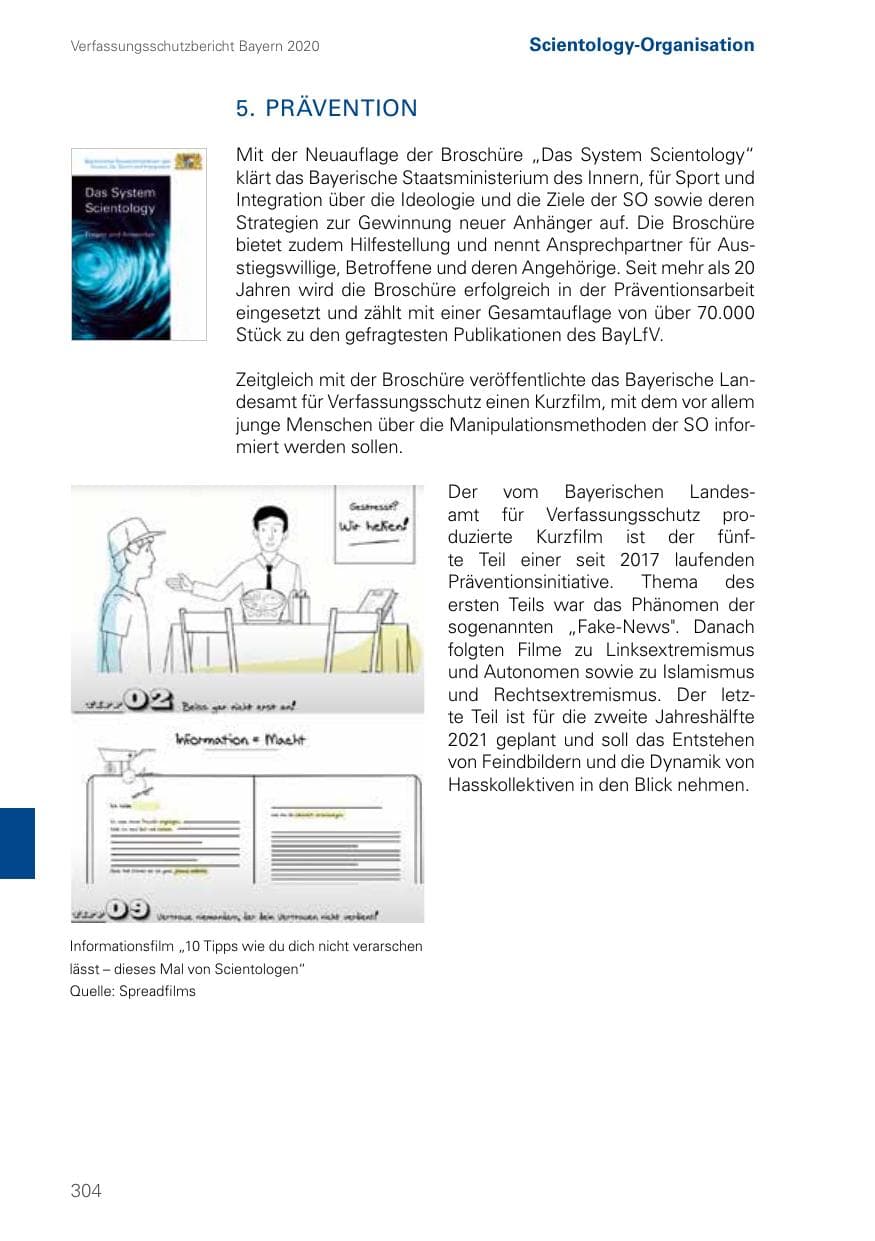 Seite 304 des Verfassungsschutzbericht 2020 Bayern