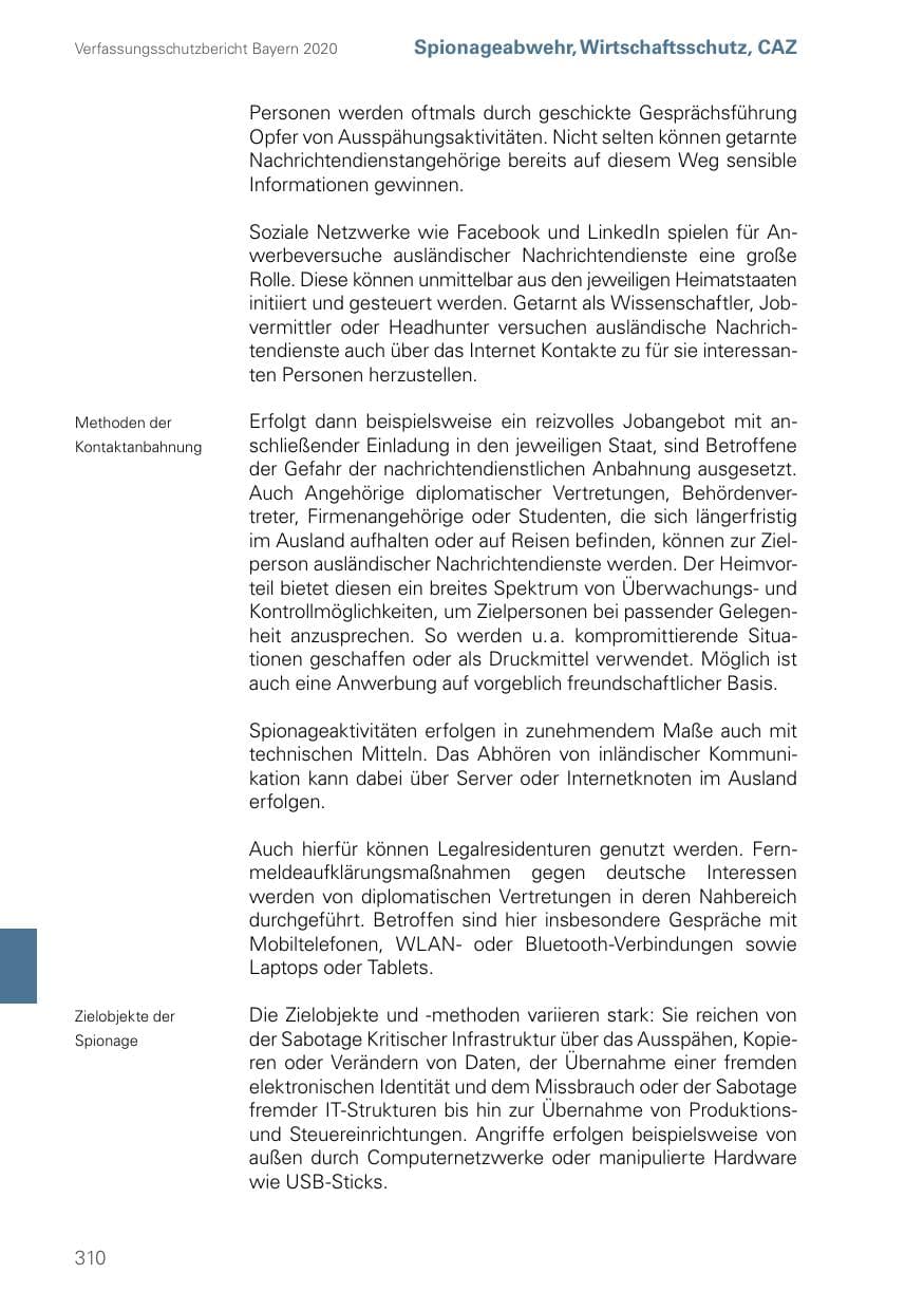 Seite 310 des Verfassungsschutzbericht 2020 Bayern