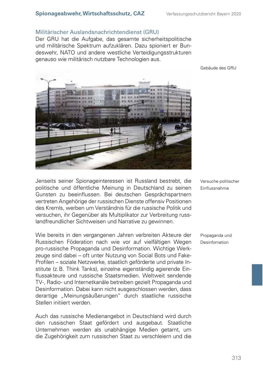 Seite 313 des Verfassungsschutzbericht 2020 Bayern