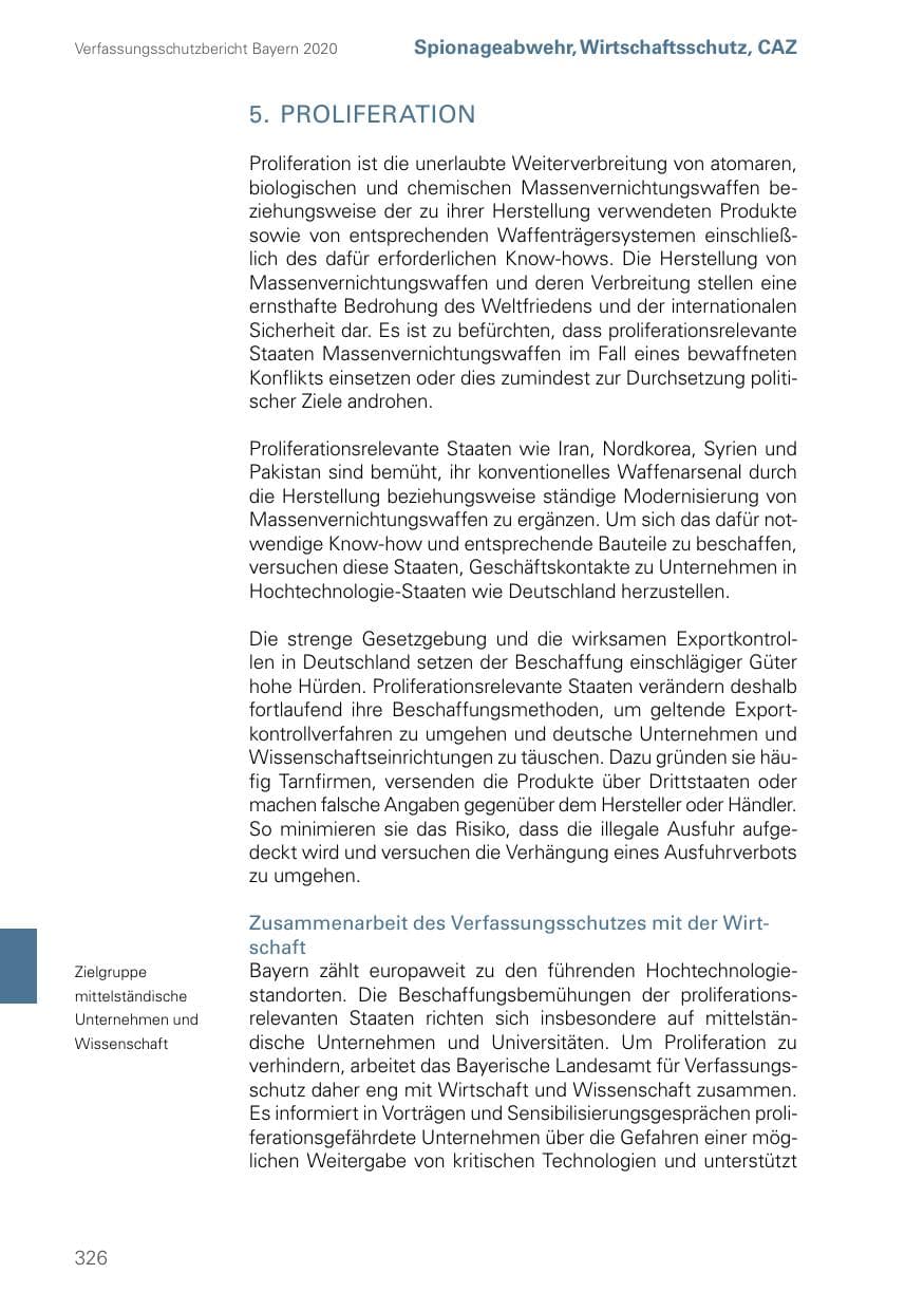 Seite 326 des Verfassungsschutzbericht 2020 Bayern