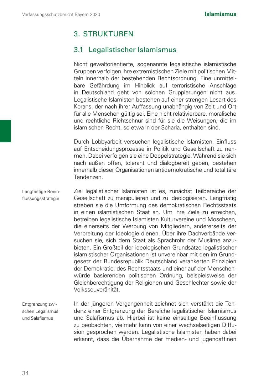Seite 34 des Verfassungsschutzbericht 2020 Bayern