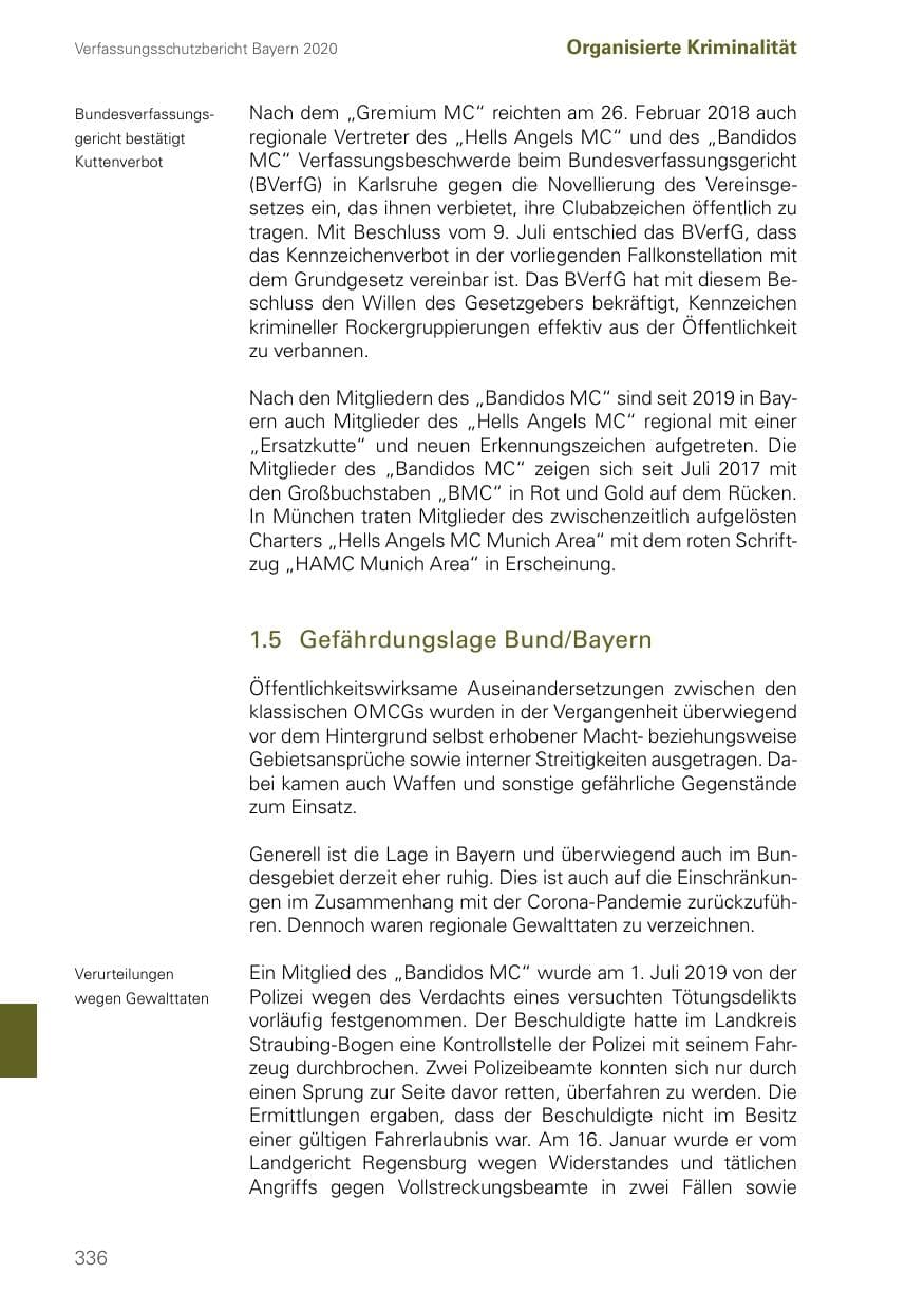 Seite 336 des Verfassungsschutzbericht 2020 Bayern