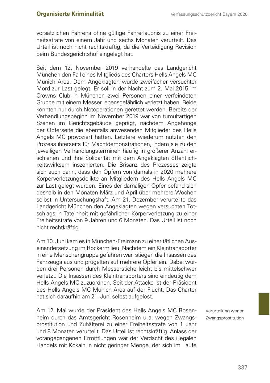 Seite 337 des Verfassungsschutzbericht 2020 Bayern