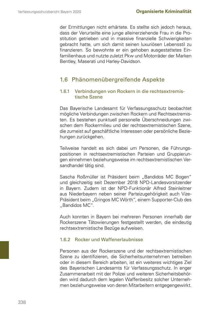 Seite 338 des Verfassungsschutzbericht 2020 Bayern