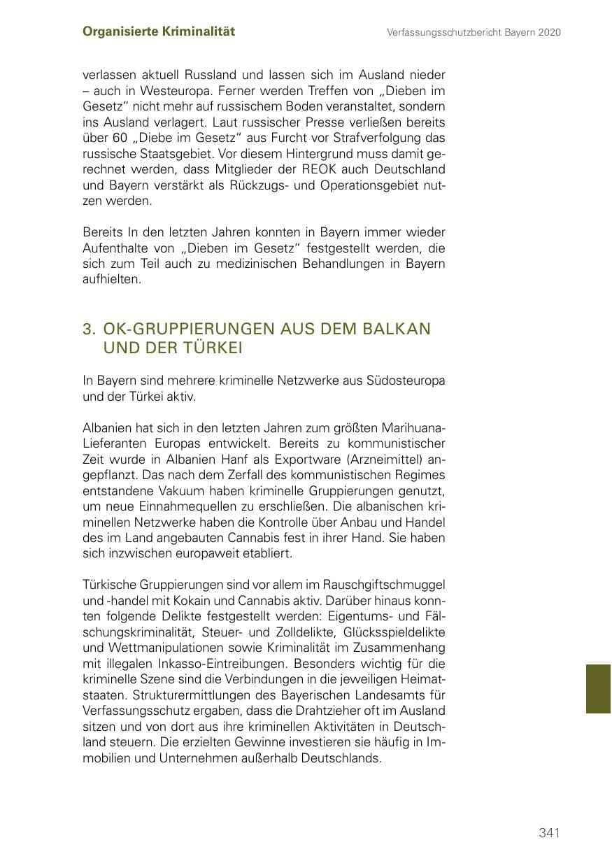 Seite 341 des Verfassungsschutzbericht 2020 Bayern