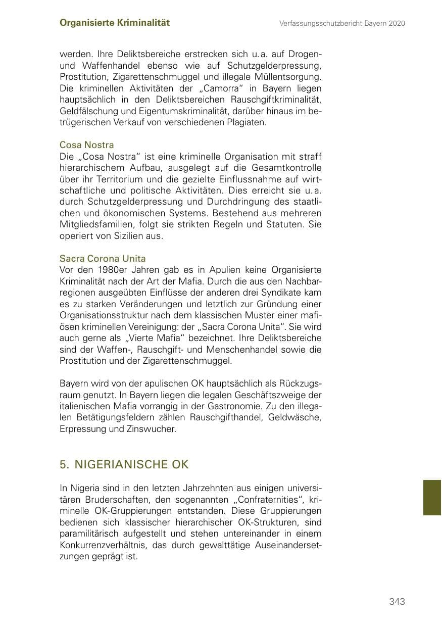 Seite 343 des Verfassungsschutzbericht 2020 Bayern