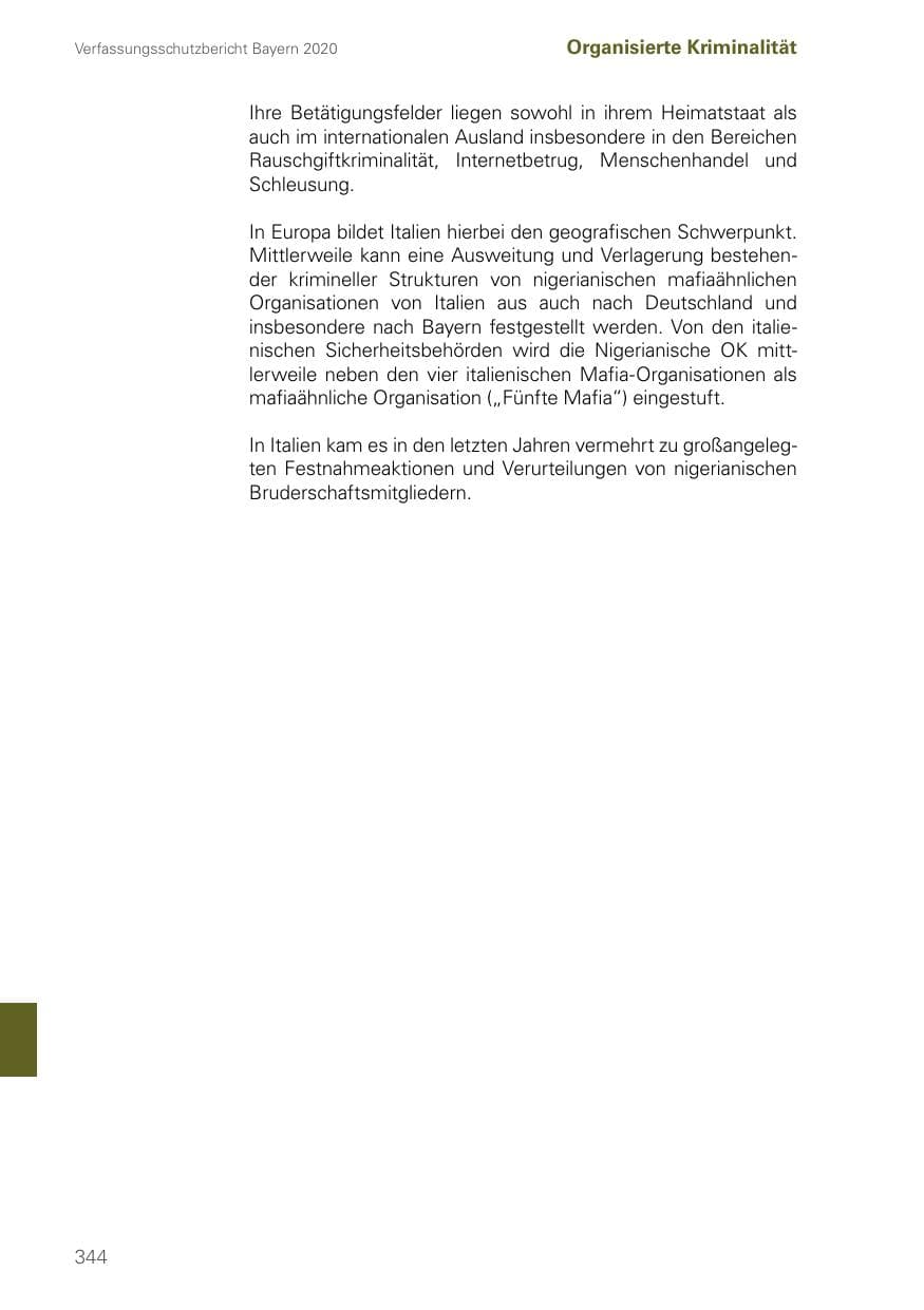 Seite 344 des Verfassungsschutzbericht 2020 Bayern