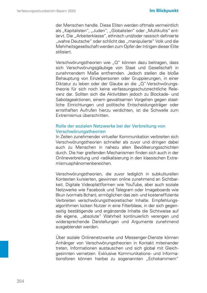 Seite 354 des Verfassungsschutzbericht 2020 Bayern