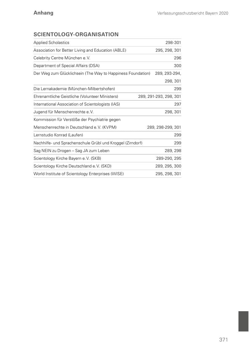 Seite 371 des Verfassungsschutzbericht 2020 Bayern