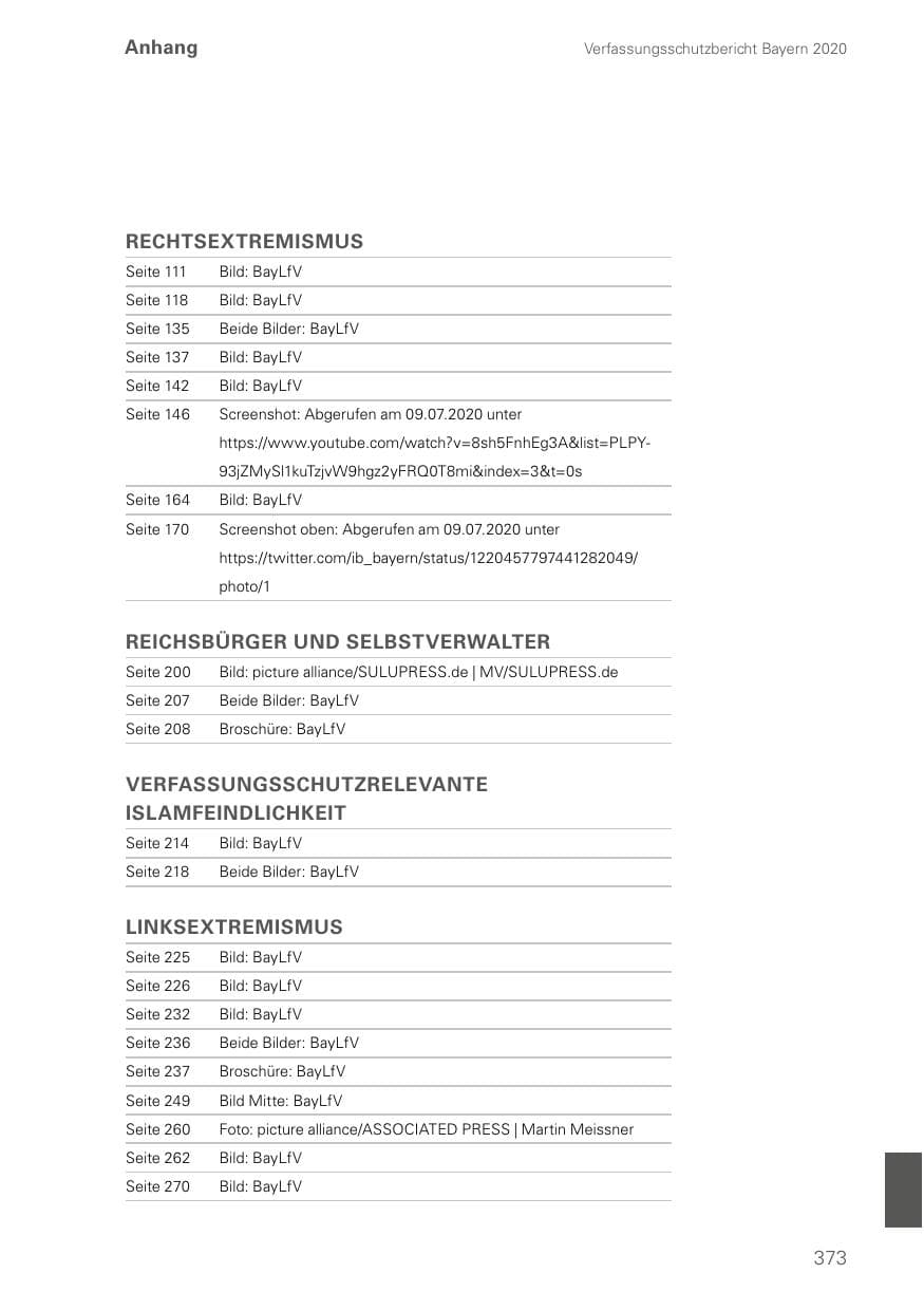 Seite 373 des Verfassungsschutzbericht 2020 Bayern