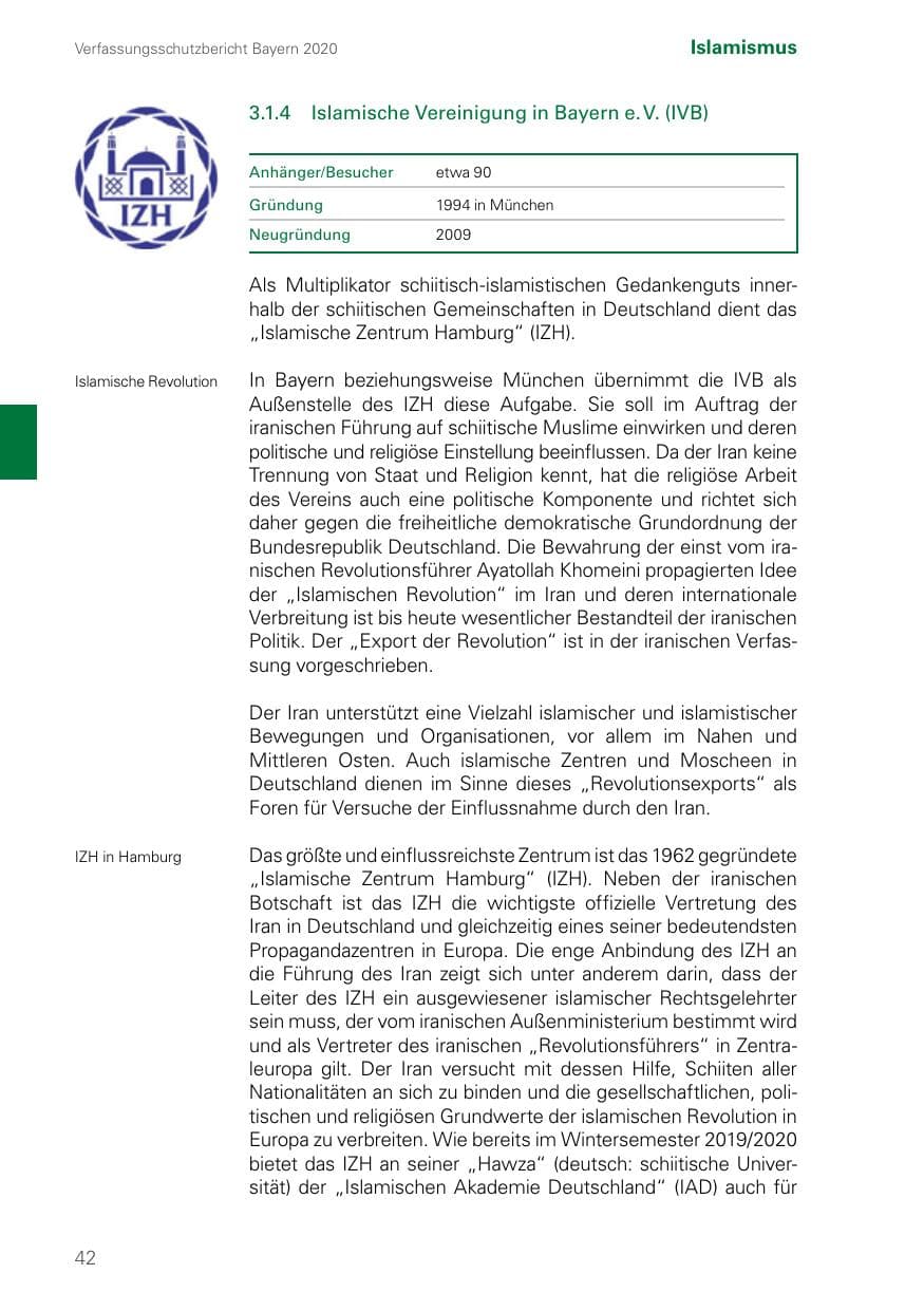 Seite 42 des Verfassungsschutzbericht 2020 Bayern