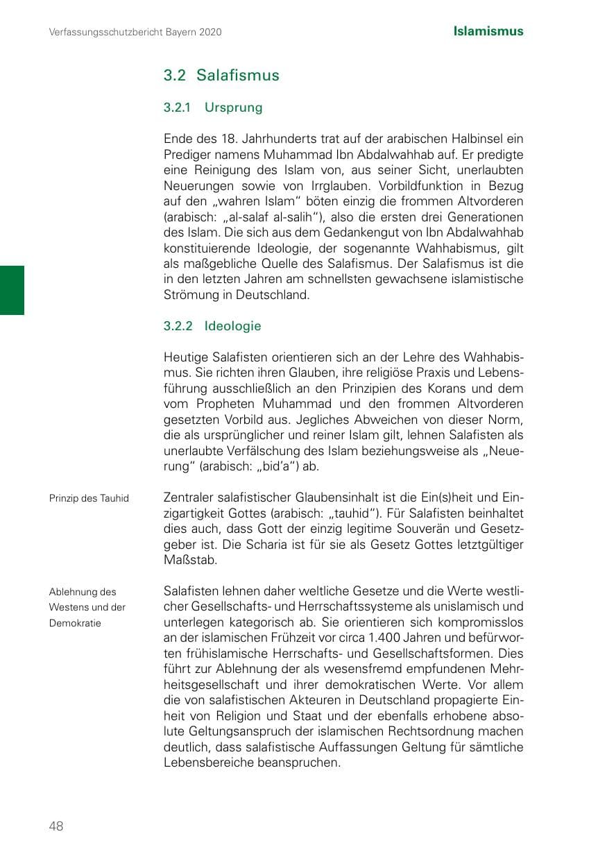 Seite 48 des Verfassungsschutzbericht 2020 Bayern