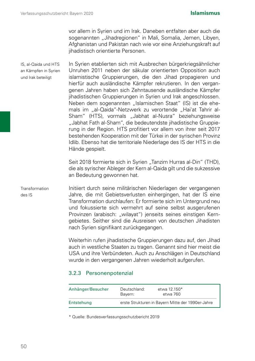 Seite 50 des Verfassungsschutzbericht 2020 Bayern