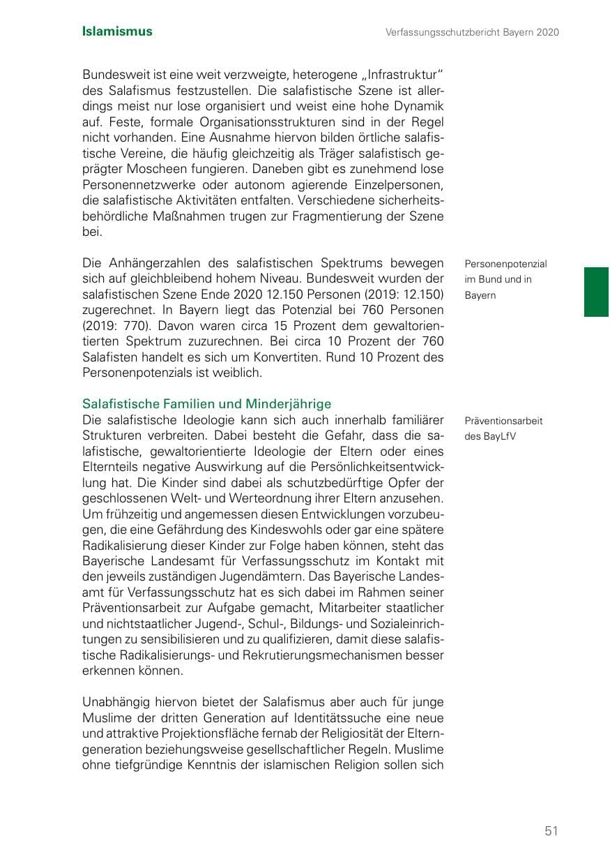 Seite 51 des Verfassungsschutzbericht 2020 Bayern