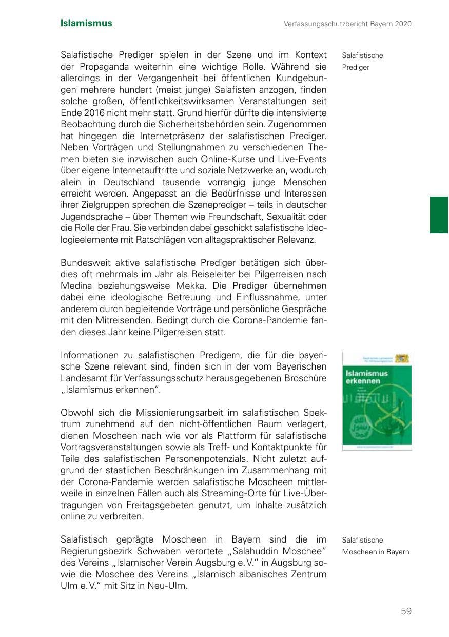 Seite 59 des Verfassungsschutzbericht 2020 Bayern
