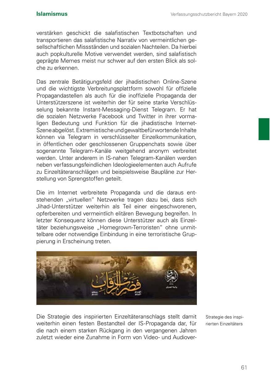Seite 61 des Verfassungsschutzbericht 2020 Bayern