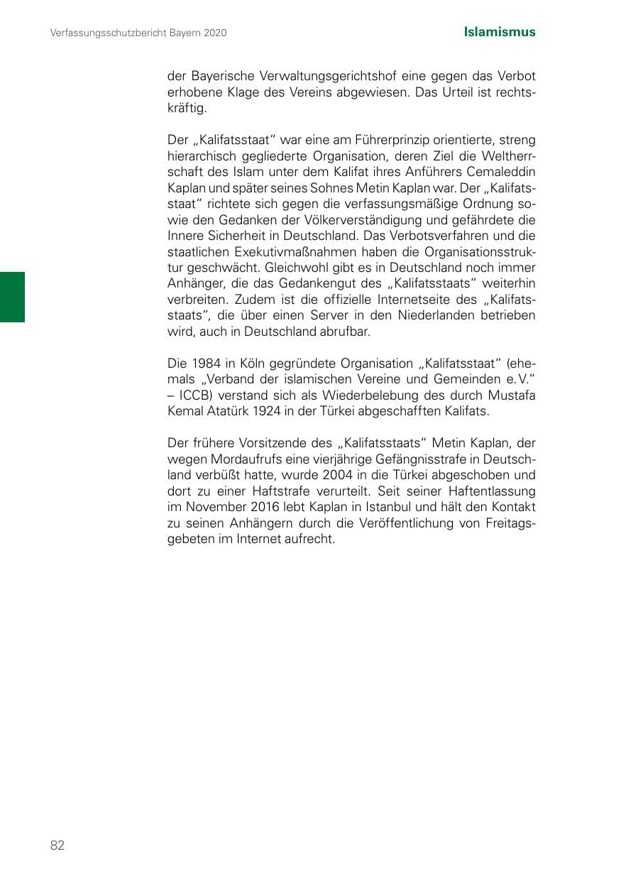 Seite 82 des Verfassungsschutzbericht 2020 Bayern